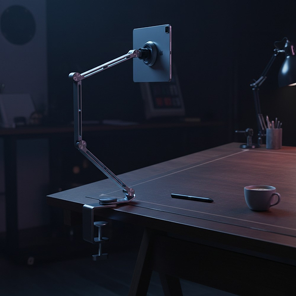 Фото - Тримач для планшета RTAKO T01 360° rotating alloy cantilever bracket MAG Grey (6942063223443)