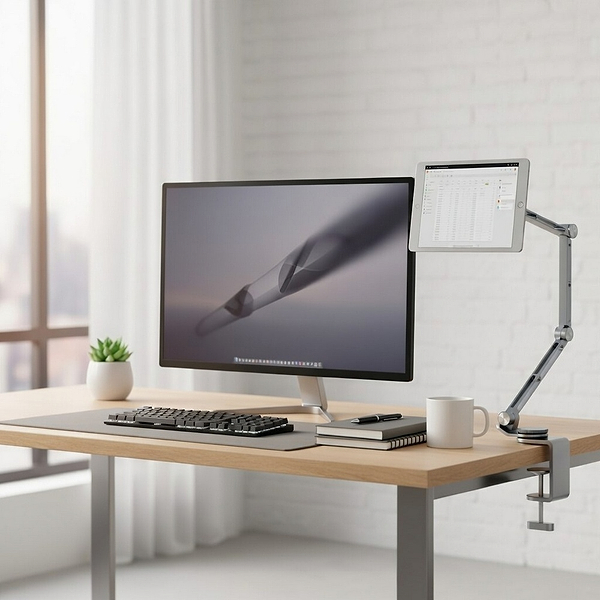 Фото - Тримач для планшета RTAKO T01 360° rotating alloy cantilever bracket MAG Grey (6942063223443)