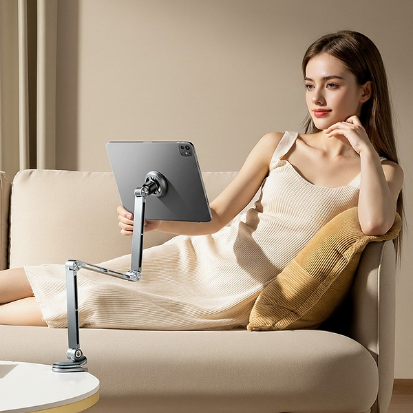 Фото - Тримач для планшета RTAKO T01 360° rotating alloy cantilever bracket MAG Grey (6942063223443)