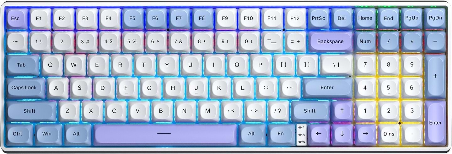 Клавіатура бездротова ігрова Aula S100pro Red switch 2.4G wireless White/Blue EN/UA  (6948391205762) - Фото 1