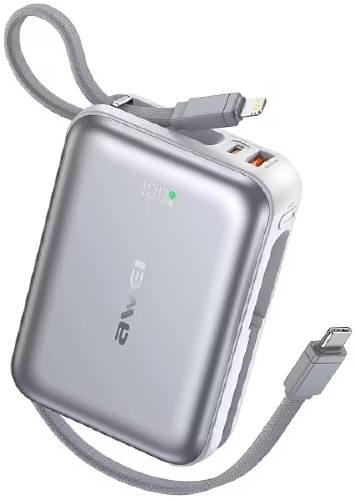 Батарея мобильная Awei C03 20000mAh 45W PD QC USB-A/USB-C Silver (6954284026529)