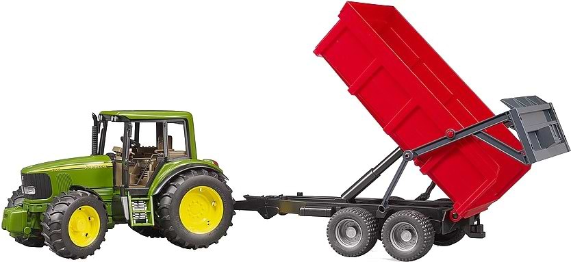 Наземна будівельна техніка BRUDER Трактор John Deere з причіпом (02057) - Фото 1