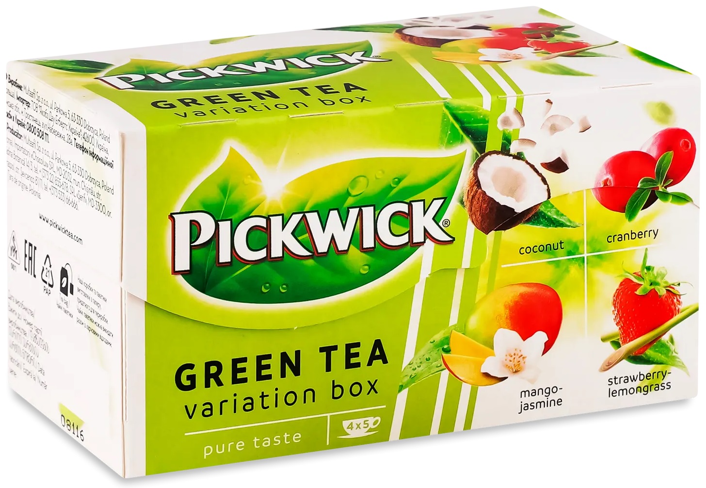 Чай Pickwick зеленый ассорти с кусочками фруктов 20х1.5г (8711000684160)