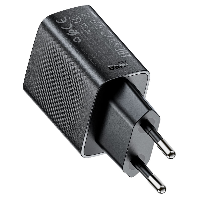 Фото - Сетевое зарядное устройство AceFast A102 PD30W GaN single USB-C charger (EU) Black (6974316283287)