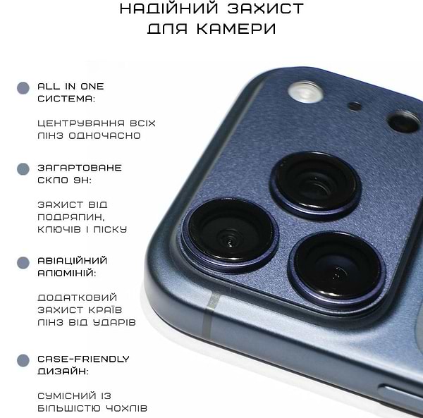 Фото - Защитное стекло для смартфона Anank All-in-One Camera Guard Deep Blue for iPhone 17 Pro Max (6975593908030)