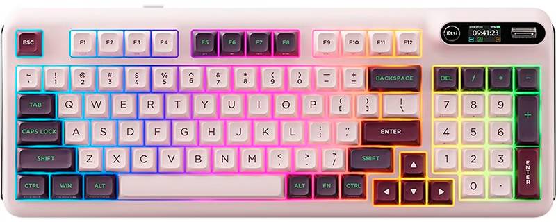 Фото - Клавиатура беспроводная игровая KZZI Z98 Wireless Keyboard UA\ENG Nezuko Purple (6977534870413)