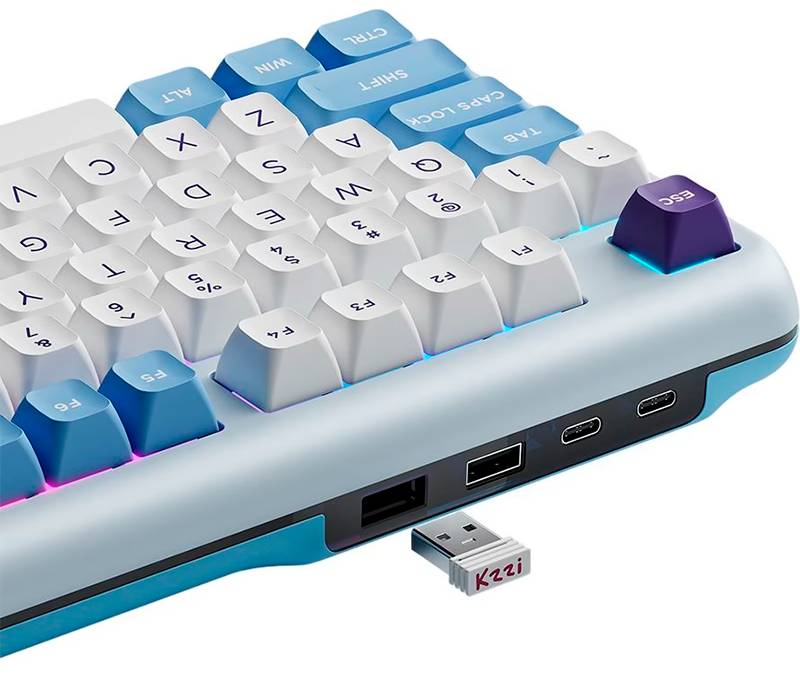 Фото - Клавиатура беспроводная игровая KZZI Z98 Wireless Keyboard UA\ENG Blue Sea (6977534870420)