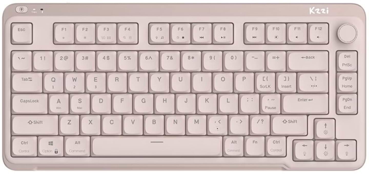 Клавіатура бездротова ігрова KZZI I75 Wireless Keyboard UA\ENG (Red Switch) Pink (6977534870567) - Фото 1