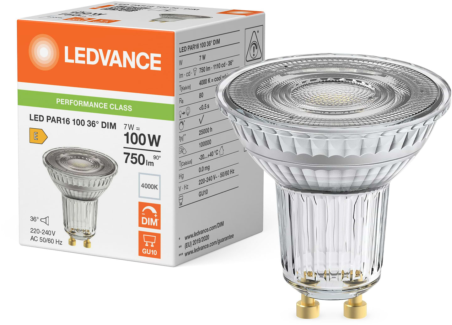 Лампочка світлодіодна Ledvance GU10 7Вт 4000K 750Лм MR16 (4099854456497)