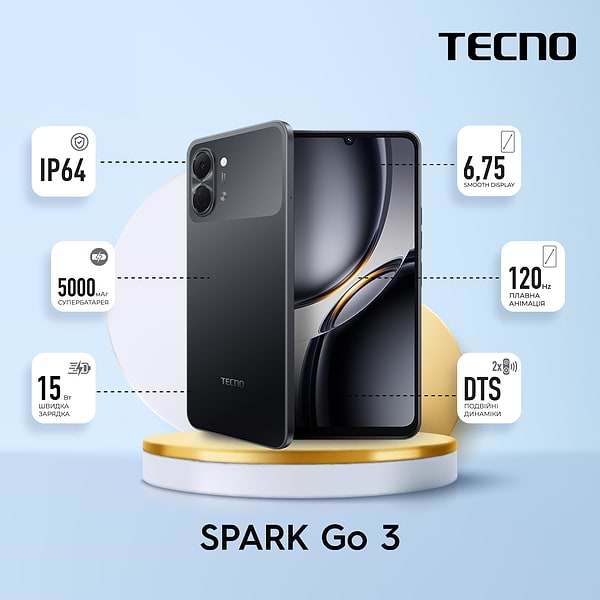 Фото - Смартфон Tecno Spark Go 3 (KN3) 4/64GB Ink Black