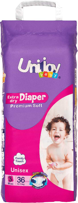 Одноразові підгузки Unijoy Soft Diapers М 6-9 кг 36 шт. (6998526216187)