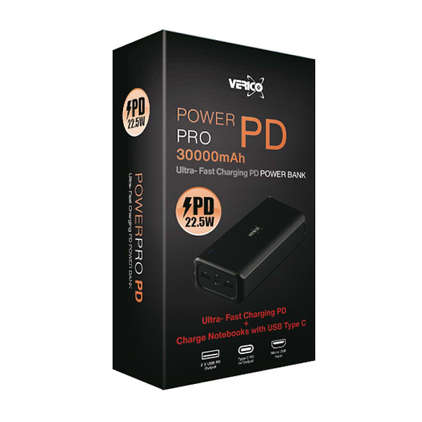 Фото - Батарея мобільна Verico Power Pro PD 30.000 mAh Black (50272)