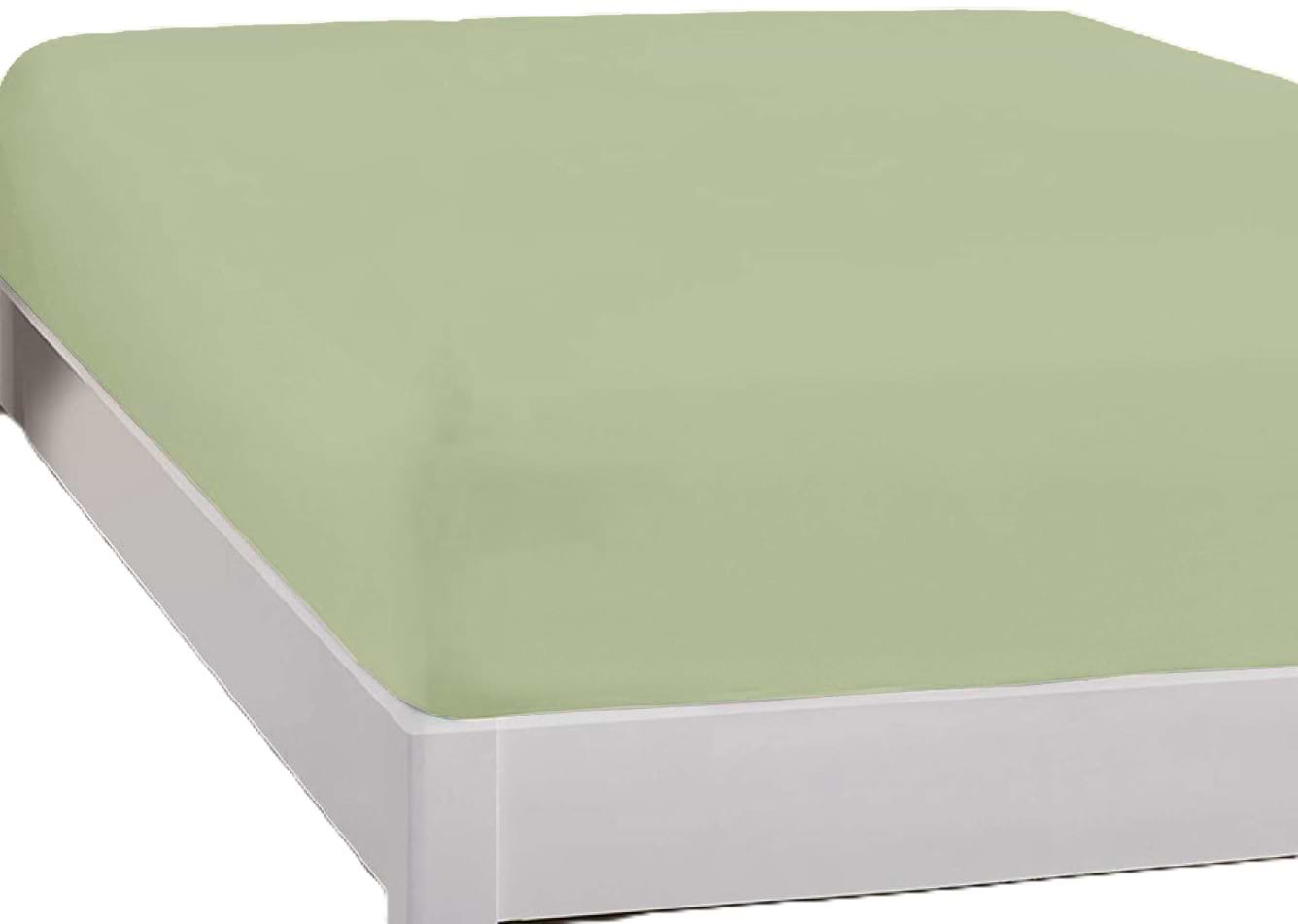 Простирадло односпальне Zastelli на резинці Бязь еліт 100х200+25 см салатова (10704-001809)