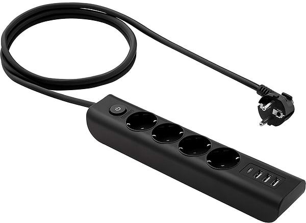 Фото - Мережевий фільтр Ultra PB70431 (4 роз., 3 USB, 1 Type-C, 2,5м) Чорний
