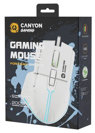 Фото - Миша дротова ігрова Canyon Fortnax GM-636 White (CND-SGM636W)