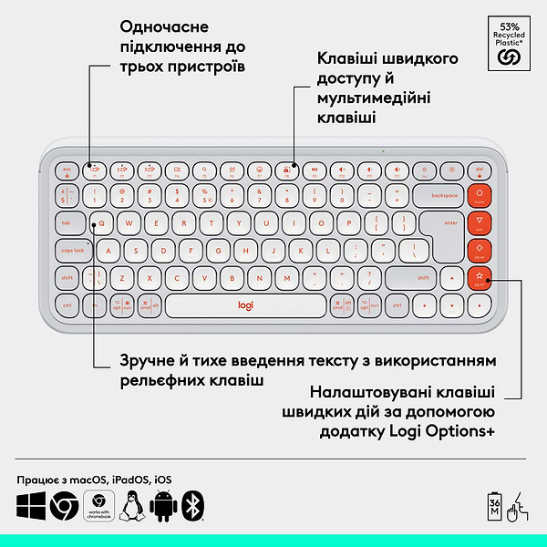 Фото - Клавиатура беспроводная Logitech POP Icon Keys Off White (920-013072)