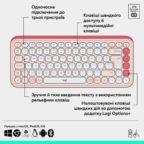Фото - Клавіатура бездротова Logitech POP Icon Keys Rose (920-013073)