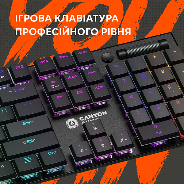 Фото - Клавіатура дротова ігрова Canyon Cometstrike GK-55 RGB ENG/UKR Black (CND-SKB55-US)