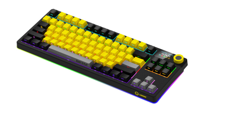 Фото - Клавиатура беспроводная игровая Lorgar KBP70TKLW Wireless TKL Mechanical Pro Black-Yellow (LRG-KBP70TKLW-YL-US)