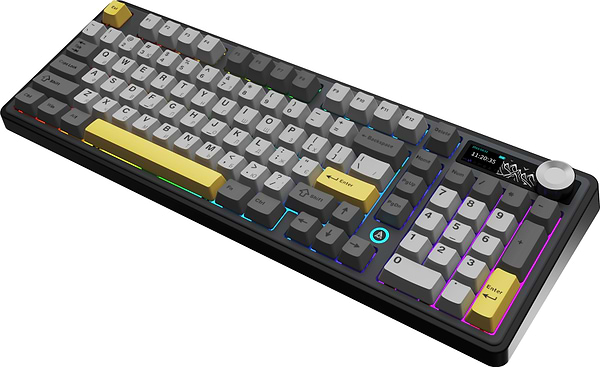 Фото - Клавиатура беспроводная игровая Ajazz AK980 V2 Gift Switch V2 Black Gray Yellow (AK980-V2-G-BGY)