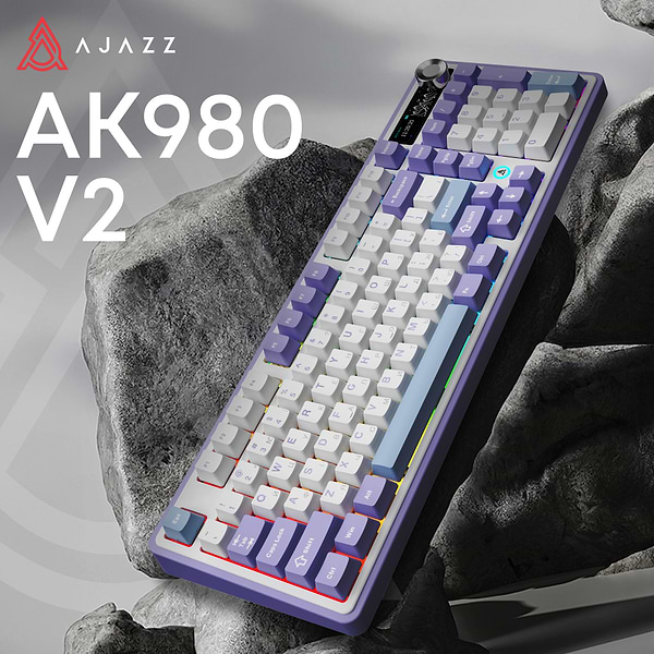 Фото - Клавиатура беспроводная игровая Ajazz AK980 V2 Gift Switch V2 Purple White Blue (AK980-V2-G-PWB)