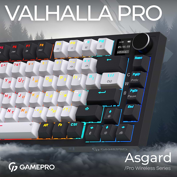 Фото - Клавиатура беспроводная игровая GamePro Asgard Valhalla Pro 75% Wireless/Bluetooth/USB White (MK160W-D-Pro)