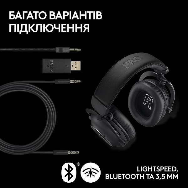 Фото - Гарнітура бездротова ігрова Logitech G PRO X 2 LightSpeed Wireless Black + Stand (991-000550)