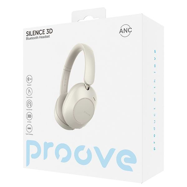 Фото - Навушники накладні бездротові Proove Silence 3D with ANC beige (HPSL00020007)