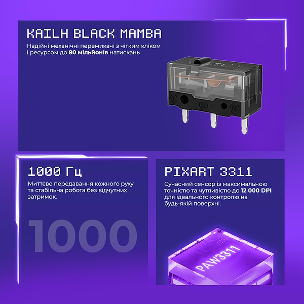 Фото - Миша бездротова ігрова Proove Gaming Rate Special Edition Black/Purple (CMRTWRS03001)