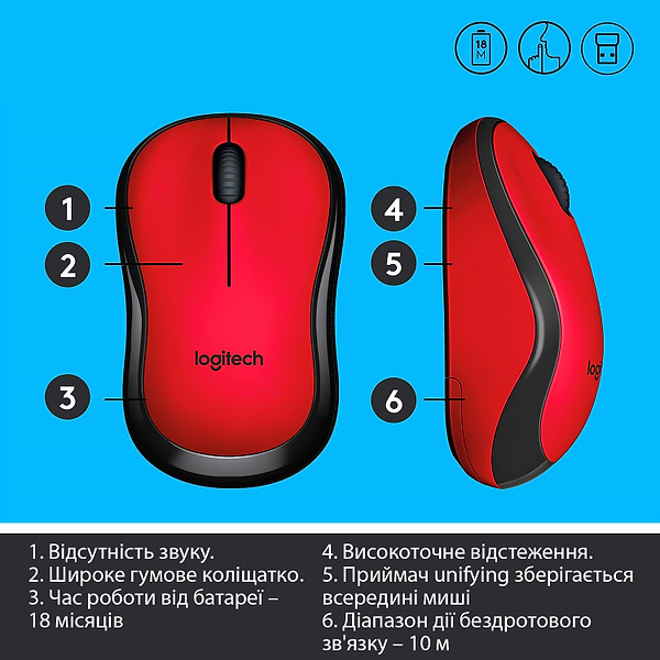 Фото - Мышь беспроводная Logitech M220 Silent Red USB (910-004880)