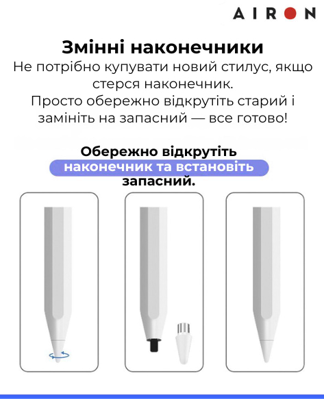 Фото - Стилус AIRON AirPen 3 для сенсорного дисплею White (6126755803224)