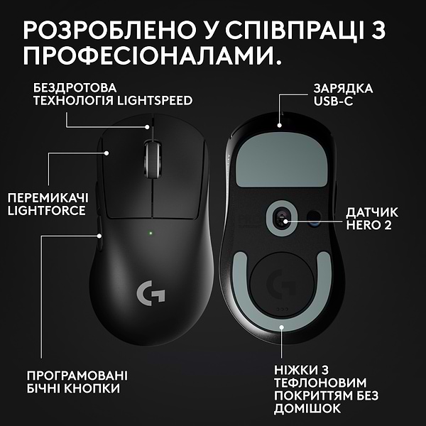 Фото - Уценка - Мышь беспроводная игровая Logitech G Pro X Superlight 2 DEX LightSpeed Black (910-007357)