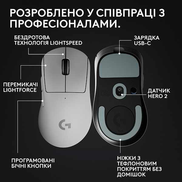 Фото - Мышь беспроводная игровая Logitech G Pro X Superlight 2 DEX LightSpeed White (910-007365)