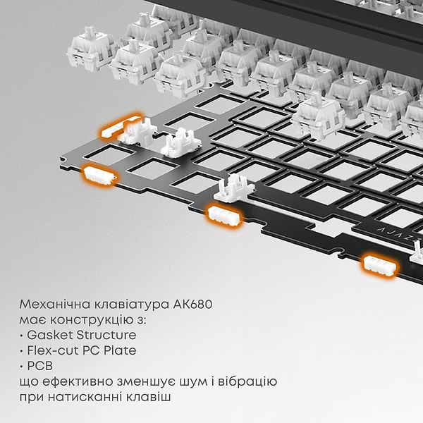 Фото - Клавіатура дротова ігрова Ajazz AK680 MAX (AK680-WM-W-A)