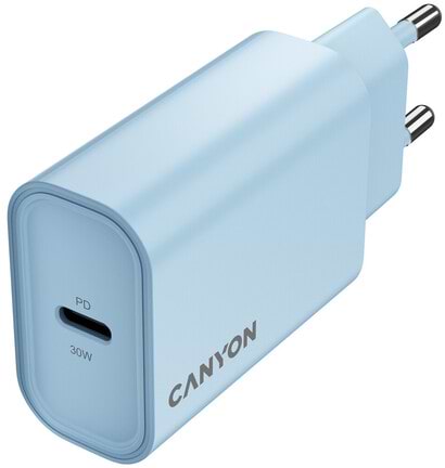 Фото - Сетевое зарядное устройство Canyon OnCharge 30CL 1xPD Type-C 30W Light Blue (CNE-CHA30CLLBL)