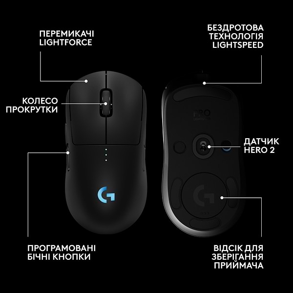 Фото - Миша бездротова ігрова Logitech G Pro 2 LightSpeed Wireless/USB Black + оновлений приймач 8kHz (991-000559)