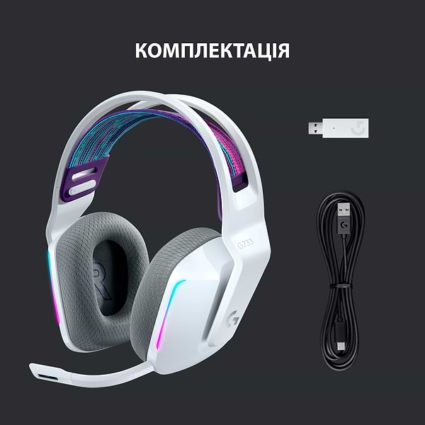 Фото - Гарнитура беспроводная игровая Logitech G733 Lightspeed White (981-000883)