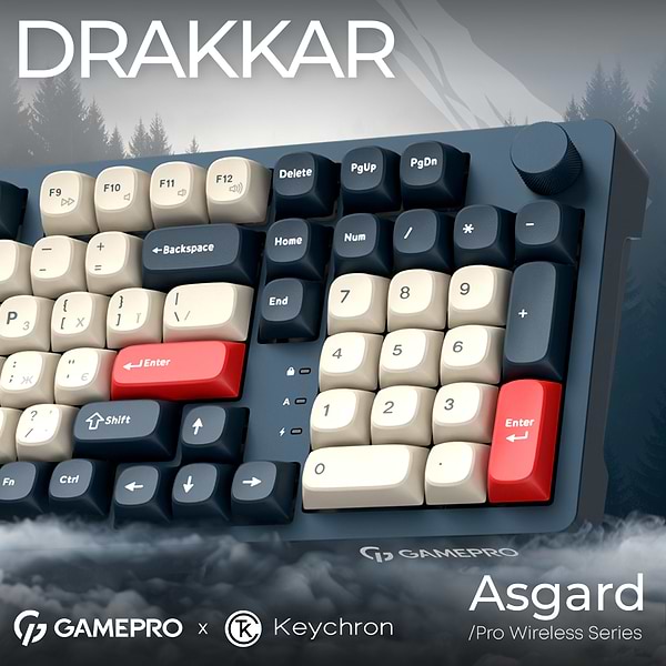 Фото - Уценка - Клавиатура беспроводная игровая GamePro Asgard Drakkar Keychron Super Blue (MK305BL)
