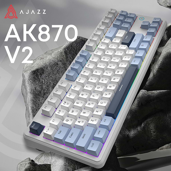Фото - Клавиатура проводная игровая Ajazz AK870 V2 Flying Fish Switch White USB-C (AK870-V2-FF-BWB)