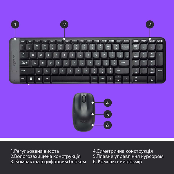 Фото - Клавиатура и мышь Logitech Wireless Combo MK220 (920-003169)