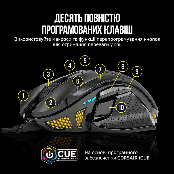 Фото - Миша дротова ігрова Corsair Nightsword RGB Black (CH-9306011-EU)