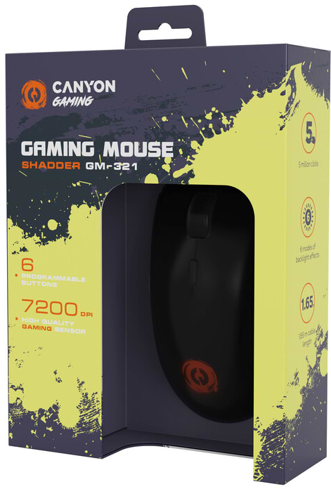 Фото - Мышь проводная игровая Canyon Shadder GM-321 RGB Black (CND-SGM321)