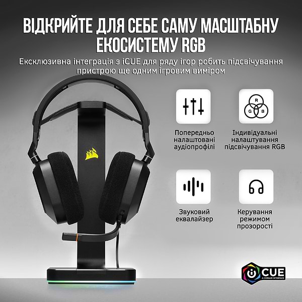 Фото - Гарнитура проводная игровая Corsair HS80 RGB USB Headset Carbon (CA-9011237-EU)