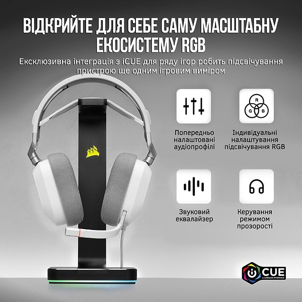 Фото - Гарнитура проводная игровая Corsair HS80 RGB USB Headset White (CA-9011238-EU)