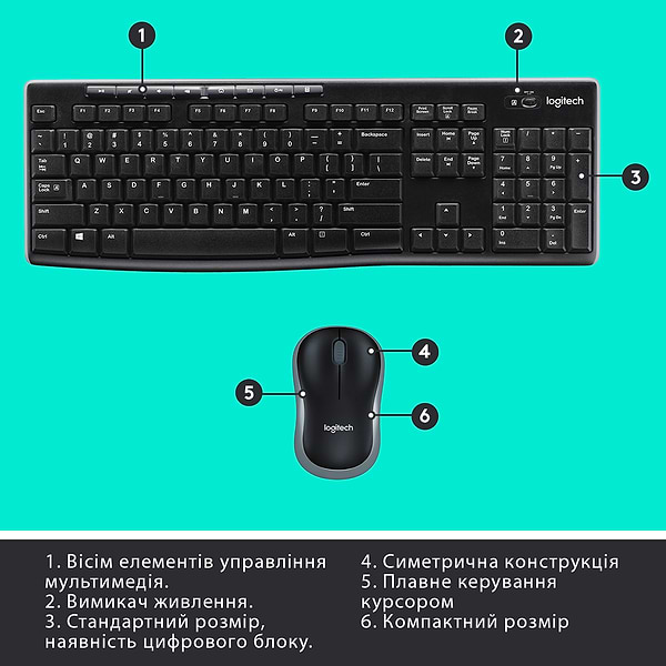 Фото - Клавіатура + миша бездротова Logitech MK270 UA (920-004508)