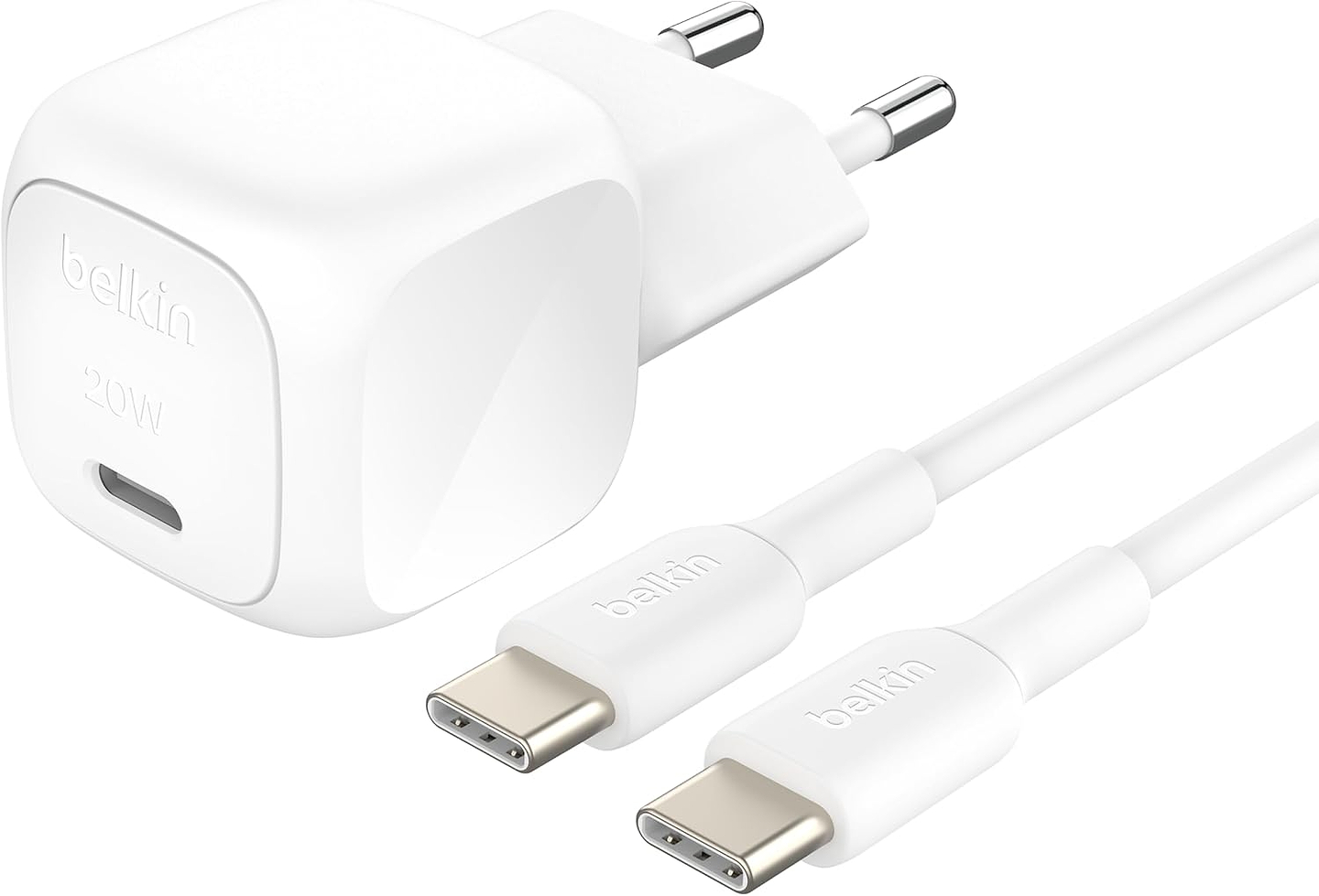 Сетевое зарядное устройство Belkin 20Вт USB-С PD PPS, кабель USB-С - USB-C, 1м White (WCA009KQ1MWH-B6)