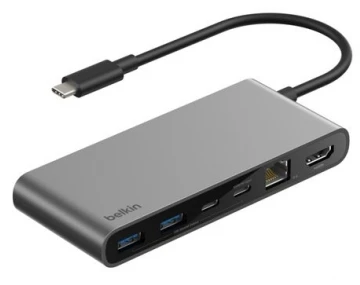 Хаб USB Belkin USB-C 8в1 Ethernet Multiport Dock (INC024HQSGY)