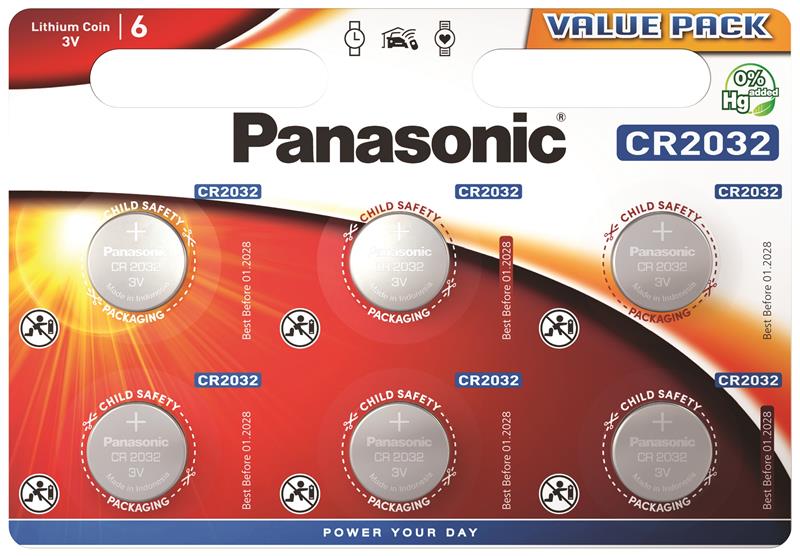 Батарейка тип CR2032 Panasonic CR 2032 BLI 6 LITHIUM - Фото 1