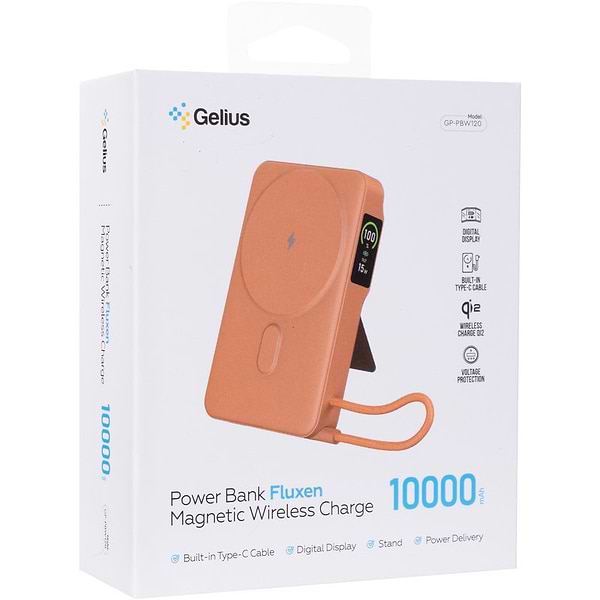 Фото - Батарея мобільна Gelius Fluxen Magnetic Wireless Charge Qi2 15W 10000mAh (GP-PBW120) Orange