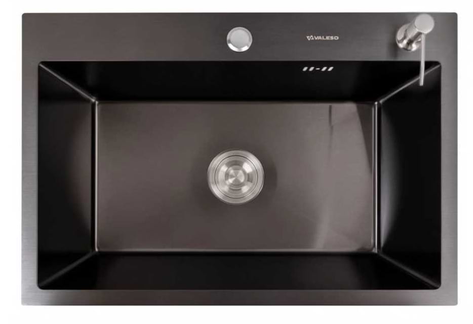 Мойка кухонная VALESO 65х45 PVD черная Handmade (толщина 3,0/1,5)